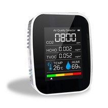 미세먼지측정기 공기질측정기 초미세먼지측정기 3-in-1 5-in-1 디지털 이산화탄소 측정기 이산화탄소 센서 공기 품질 모니터 온도 습도 측정기 이산화탄소 tvoc hcho, 흰색 5in1