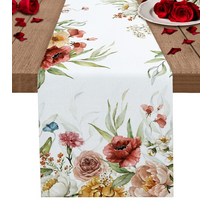 크리스마스 유칼립투스 전나무 나무 로빈 홈 장식 테이블 웨딩 주방 러너, 31.36 x 183cm+LXM11926