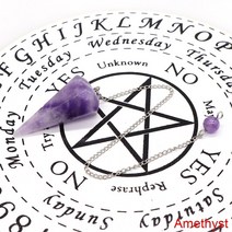 펜듈럼 Dowsing 영적 점술 천연 자수정 석영 스톤 레이키 힐링 진자 목걸이 쥬얼리 선물용 7 차크라, 04 Amethyst