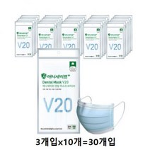 애니세이프 브이20 덴탈마스크 대형, 3개입, 80개, 블루
