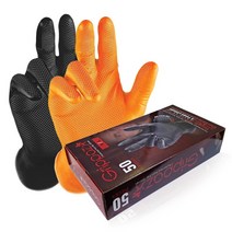 그리파즈 질기고 두꺼운 니트릴장갑 50매 식품 요리 정비 세차 청소 미용 미끄럼방지 일회용 작업, 블랙, XL, 1개