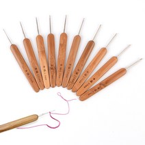 대나무 손잡이 뜨개질 코바늘 10P 세트