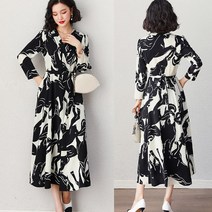 리더스타 당일발송 여성원피스 오버핏 플라워 쉬폰 원피스 긴팔원피스 미디원피스 긴팔 롱원피스