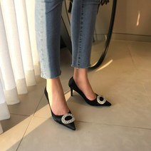 성수동 수제화 보석장식 새틴 스틸레토 힐 8cm