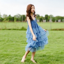 여아동 케이크 나시 원피스 여름 쉬폰 A라인 롱 비치원피스