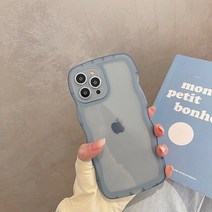 부드러운 투명 물결 모양의 라인 전화 케이스 아이폰 13 12 11 프로 맥스 XR XS 7 8 플러스 SE 2020 충격 방지 범퍼 커버, For iPhone 13 Pro, Blue