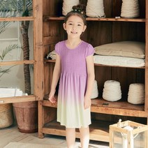 세컨스킨 키즈4-6세 기본스마킹 그라데이션 캡슬리브 드레스 SD4302