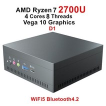 미니PC 소형PC 미니 컴퓨터 피씨 초소형 초미니 AMD-라이젠 7 PC 데스크탑 컴퓨터 4800U 3750H 윈도우 11 8 GB RAM + 256 SSD Radeon R, 해외공급사, 8GB DDR4 256GB NVMe + EU, Ryzen 7 2700U