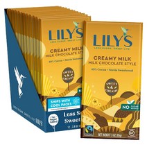 LILYS 릴리스 밀크 초콜릿 스타일 크리미 무설탕 3oz(85g) x 12개입
