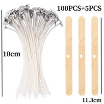 원목 나무 세정제 코팅 105 개/대 간장 왁스 코어 짠 코튼 원래 무연 캔들 Wicks 등유 램프 라인 나무 액세, 03 10cm