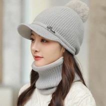 (4시 당일 출고) 시크벤 폼폼 니트캡 방울 털모자 넥워머 세트/여성 여자 겨울 귀마개 방한 털 모자 골프 등산 비니 챙모자