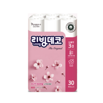 삼정펄프 리빙 데코 엠보싱 30m 3겹 30롤 1팩 벚꽃향 화장지 두루마리 휴지