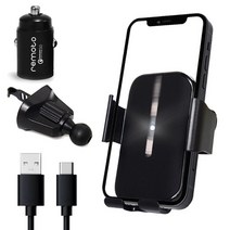 차량용 FOD 고속 무선충전기 핸드폰 거치대 에토 오토서치, 무선충전기+퀄컴퀵차지 3.0 미니시거잭