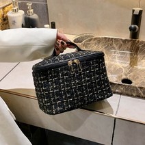 세련된 패션 휴대용 대용량 실린더 화장품 가방 여행 저장 메이크업 케이스 여성용 화장품 가방, Black