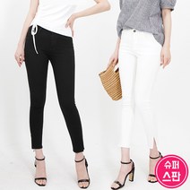 트랜디 여성스키니 슈퍼스판 쫀쫀 8부 트임 팬츠 1861+1862