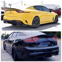 스포일러 리어스포일러 자동차스포일러 기아 K8 스팅어 실제 광택 탄소 섬유 윙 R 스타일 스포츠 액세서리 바디 키트 1419, glossy black