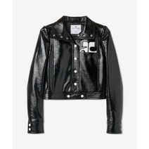 COURREGES 주말특가 여성 VINYL 로고 크롭 재킷 - 블랙 / PERCBL005VY00039999 LOGO CROP JACKET PERCBL005VY00039999SS23