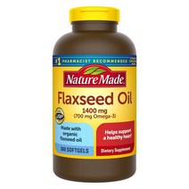 Nature Made Flaxseed Oil 유기농 아마씨오일 오메가3 심장건강 영양보충제 글루텐프리 1400mg 300정 1개