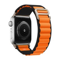 애플워치 스트랩 가죽 메탈 밴드 시계줄 애플 워치 밴드용 알파인 루프 49mm 44mm 40mm 45mm 41mm 42mm 나일론 스마트 팔찌 iWatch 울트라 시리즈 7 6 5, Orange Black_42mm 44mm 45mm 49