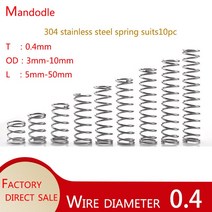 태엽스프링 토션 인장 스프링 10pcs sus304 스테인레스 스틸 압축 와이어 직경 0 4mm 리턴 소형 나선형 리조트 5mm 10mm 20mm 30, 0.4mm, 3mm