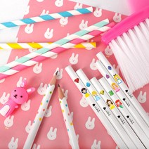 (주)반디 네임연필 제작 몽땅 펜슬 각인, 화이트원형-6자루-플라워