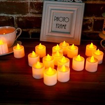 카푸 홈데코 전자초 파티용품 캔들 티라이트 전자양초 홈파티소품 테이블꾸미기 촛불 현수막 집회 무드등, 24개, 원컬러