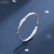 DFMEI 나무줄기 결 반지 여 심플 문예 나뭇가지 은소석지 불규칙 오픈 링