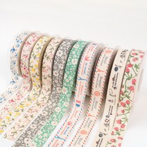 프린트 코튼 리본 15mm, berry