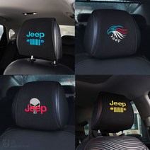 [JS AUTOMOTIVE] JEEP 지프 그랜드체로키 랭글러 컴패스 레니게이드 글래디에이터 헤드레스트 가죽 이염방지 커버 포켓 홀더 시트 엠블럼 패드 자동차 용품, 화이트1개