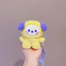 BT21 미니 봉제 인형 펜던트 키 체인 플러시 장난감 가방 액세서리 귀여운 애니메이션 만화 생일 선물, 10cm, HG