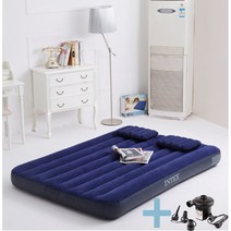 INTEX 인텍스 에어매트( 더블 ) + 자동펌프, 다우니 에어매트( 더블 ) + 가정용펌프