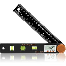 디지털 각도 측정기 CMD 각도계 각도기 4in1 수준기 190mm 눈금자 측정 범위 0360° LCD 수평기 잠금 기능 탑재 고니오미터 소형 파인더 목공 절단 툴 산업용, 1개