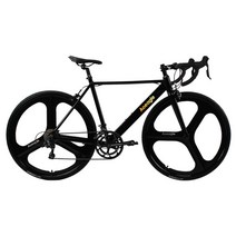 하이브리드 픽시자전거 초경량 로드마스터 사이클, 9단 속도 3단 휠 브라이트 블랙