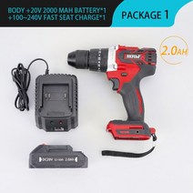 뿌레카 함마 드릴 해머 18V 3 in 1 무선 전기 브러시리스 임팩/해머 드릴 및 스크루 드라이버 13mm 20 +, 09 Red 1Battery 2.0A_03 UK