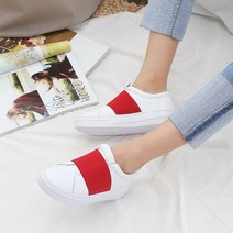 홍당무 밴딩 가죽 슬립온 단화 3color 4cm