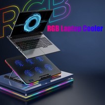 COOLCOLD F5 노트북 쿨러 12 ~ 17 인치 6 팬 듀얼 USB 인터페이스 노트북 음소거 냉각 팬 스탠드, 검정, 여러 가지 빛깔의