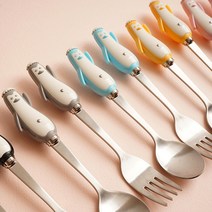 펭귄 스푼 & 포크 4타입 / 양식기 포크 스푼 나이프 플레이팅, 펭귄 포크(대), 코랄