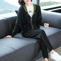 빅사이즈 여자 집업 트레이닝 세트 트레이닝복 셋업 여성 가을 테니스 운동복