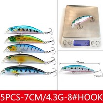 낚시용품 물고기 도구 장비minnow hard bait kit 인공 wobbler 태클, 08 Model 8
