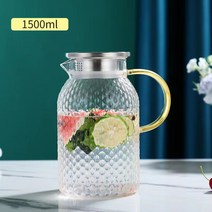 내열 유리 냉수 냉장고 대용량 가정용 주전자 스텐뚜껑, 물병 1500ml
