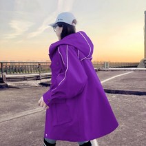 핑크트렌치코트 여성 코트 이른 봄 트렌디 봄 가을 중간 길이 허리 슬리밍 후드 캐주얼 재킷 올 매치 여자 자켓