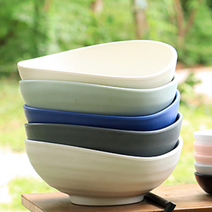 가벼운 멜라민그릇 오발볼 특대 면기 우동 냉면 라면 삼계탕 샐러드 시리얼 캠핑용 볼 대접, 화이트