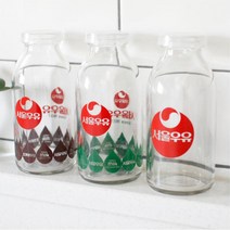 뉴트로 서울우유 굿즈 미니 유리병 330ml 식초병 드레싱병 소스통정리 기름, 1개