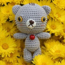 코바늘하나면돼 키링고양이인형 2 아미구루미 코바늘 손뜨개 DIY 키트 인형패키지, 머스타드