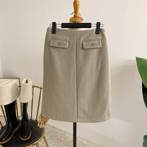 허니제이 / 쿠펀 부클 세미A라인 울 미디 스커트(S~M)