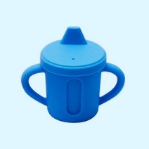 DIOME 실리콘 스파우트 컵 스카이블루 / 키즈맘아트 유아 아기 어린이 식습관 안전한 흡착 식판 수저 저분 스푼 젓가락 볼 빨대 컵 식기 매트 턱받이 테이블 홈스쿨