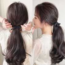 루즈루나 비마인 볼륨 웨이브 포니테일 끈달비 가발 45cm, 라이트브라운
