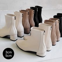 [바닐라슈] 나엔스 각코 베이직 백ZIP 스판 앵클부츠(3cm 5cm)