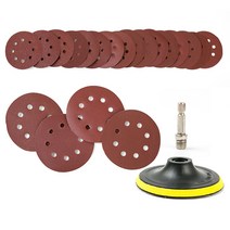 원형사포 16종+백업패드 세트/DIY 목공용 샌드페이퍼 연마지 페퍼 빼빠 8홀 125mm 5인치 샌딩페이퍼