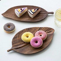 비정형 트레이 불규칙 나뭇잎 모양 일본식 접시 복고풍 서빙 초밥 다도 홈카페 오브제 잎쟁반, 상세 페이지 참고, 월넛 29.5x18cm